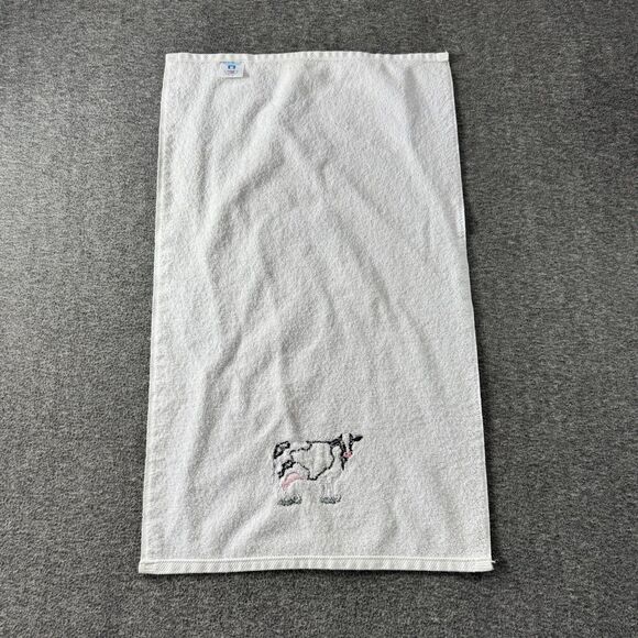 Embroidered Kitchen Towel -cotton- Embossed Holstein Cow White Made In USA - Picture 4 of 7